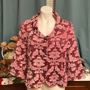 DKNY Jeans velvet floral 3 quarters sleeve XL pink